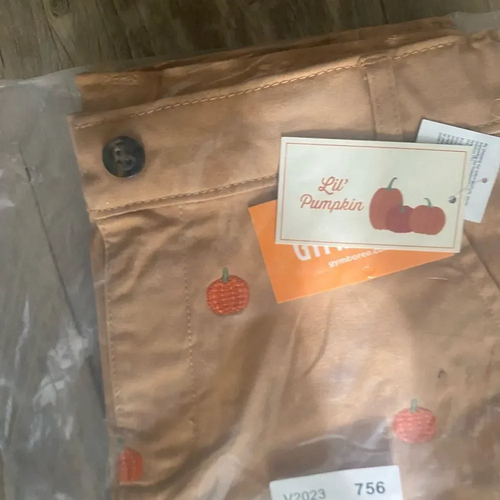Gymboree Boys Allover Pumpkin Print Tan Twill Chino Fall Pants Size 8